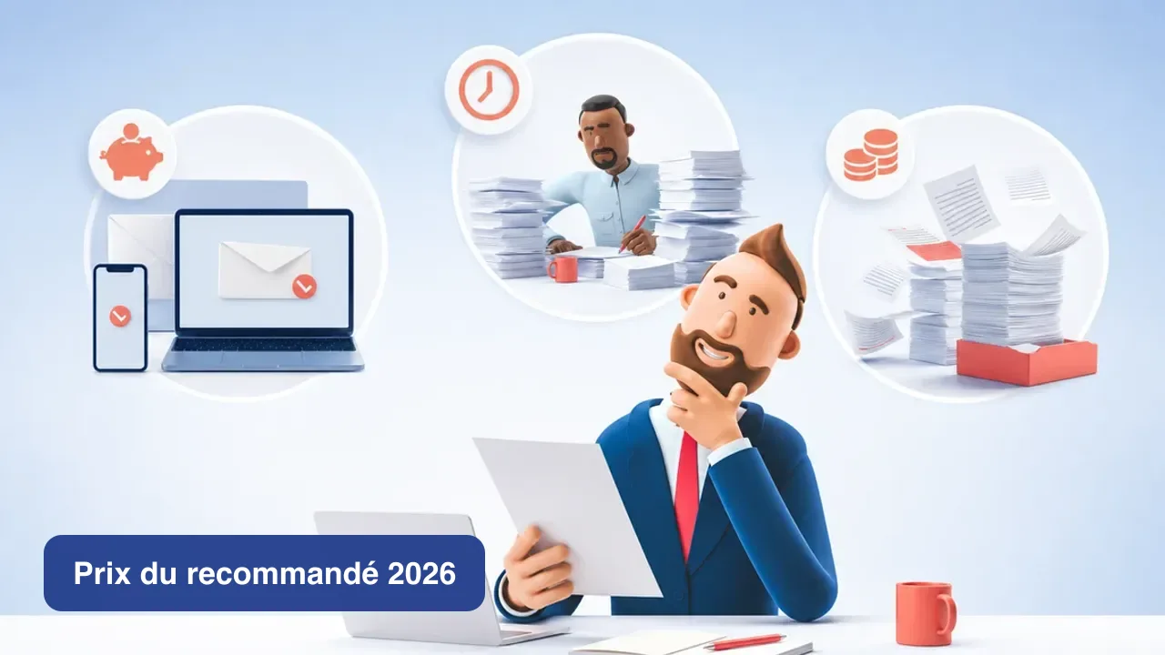 Illustration du prix d’une lettre recommandée en 2026 : comparaison entre La Poste et la LRE