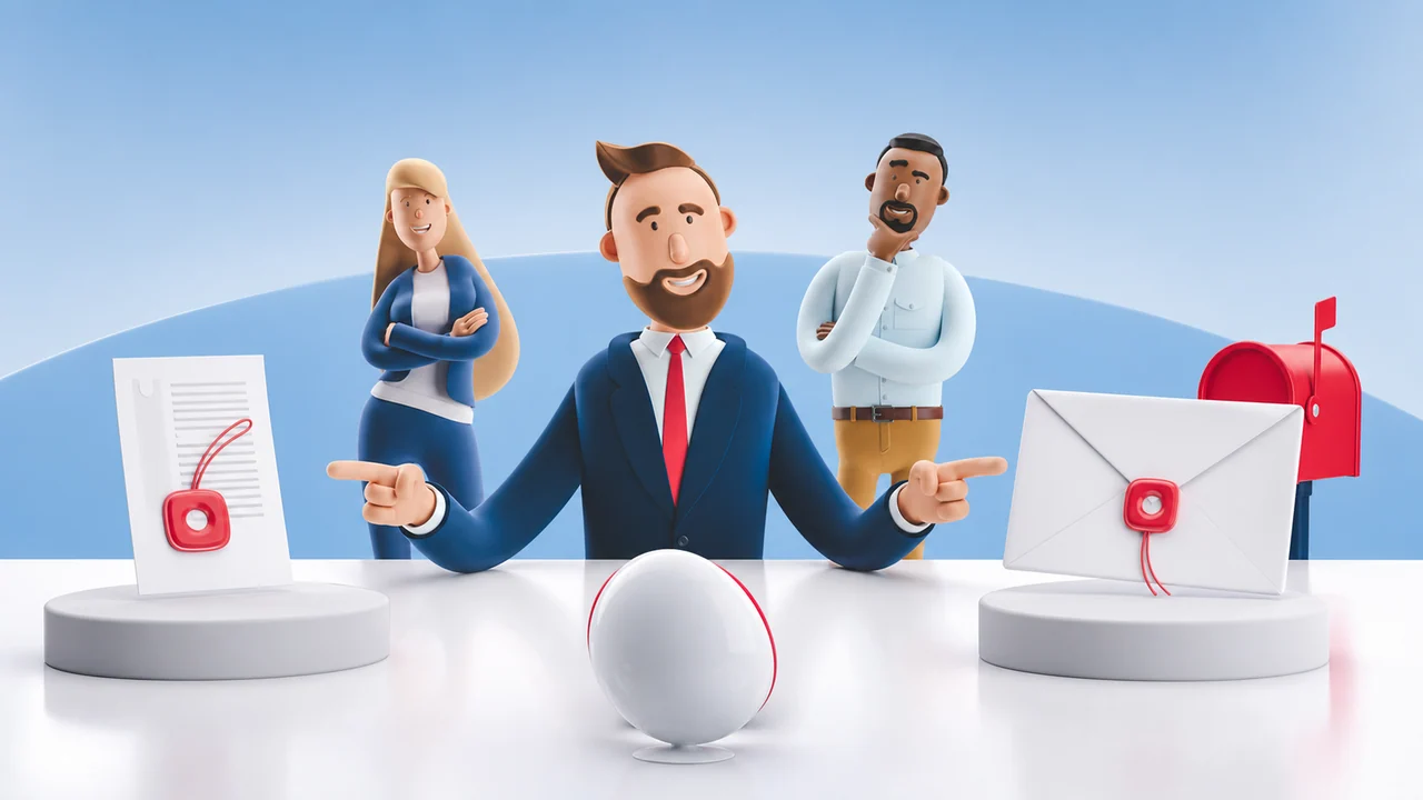 Illustration de horodatage qualifié et envoi recommandé qualifié par Mail Certificate